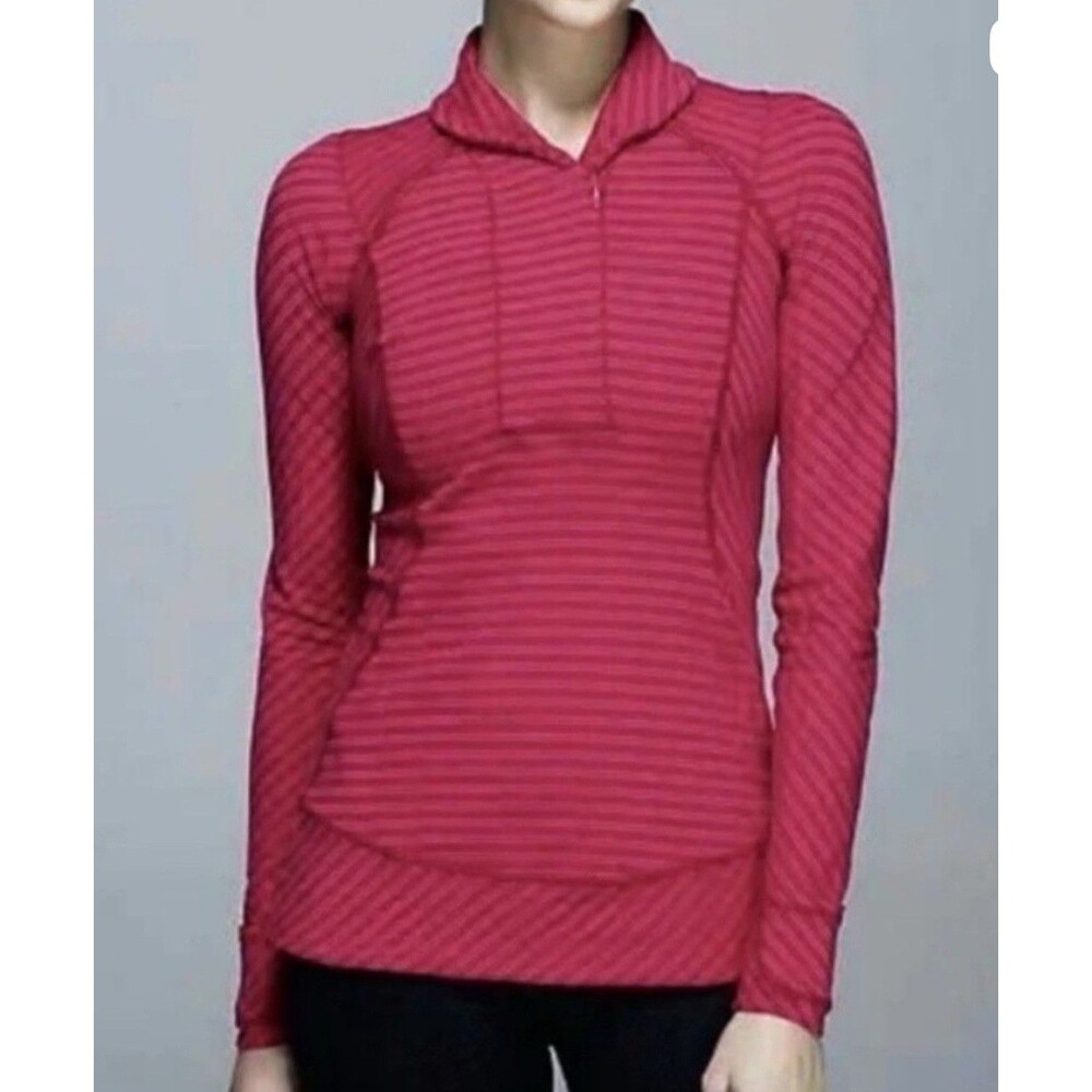 Lululemon Think Fast Pullover Long Sleeves Size 6 Berry, 1/2 Zip Running